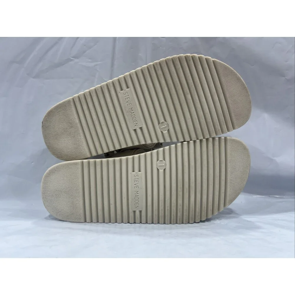 Steve Madden Mona Sandals Girls 1 Bone Adjustable Strap Comfort Flatform EBS2223